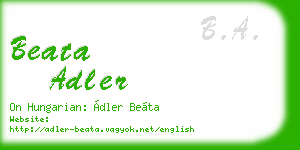 beata adler business card