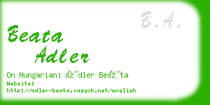 beata adler business card